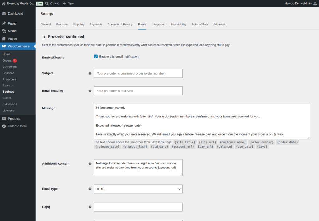 Anticipo - Pre-Orders for WooCommerce screenshot 10