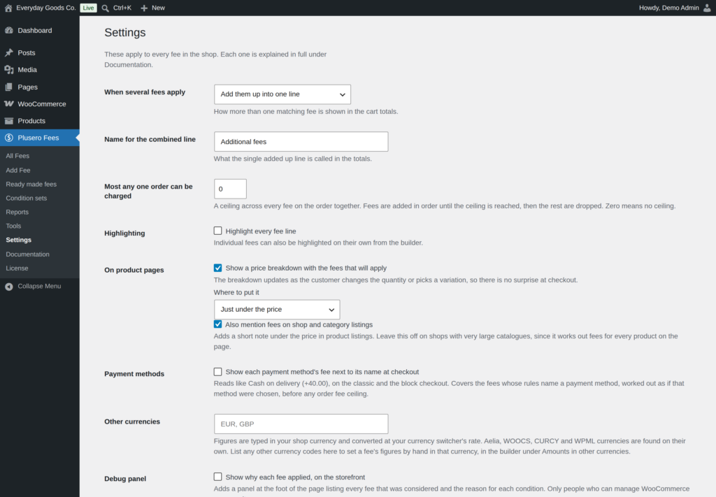 Plusero - Extra Fees for WooCommerce screenshot 10