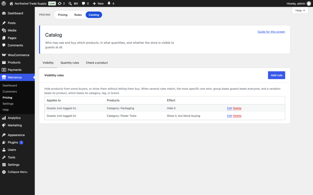 Mercenza - B2B for WooCommerce Free screenshot 7